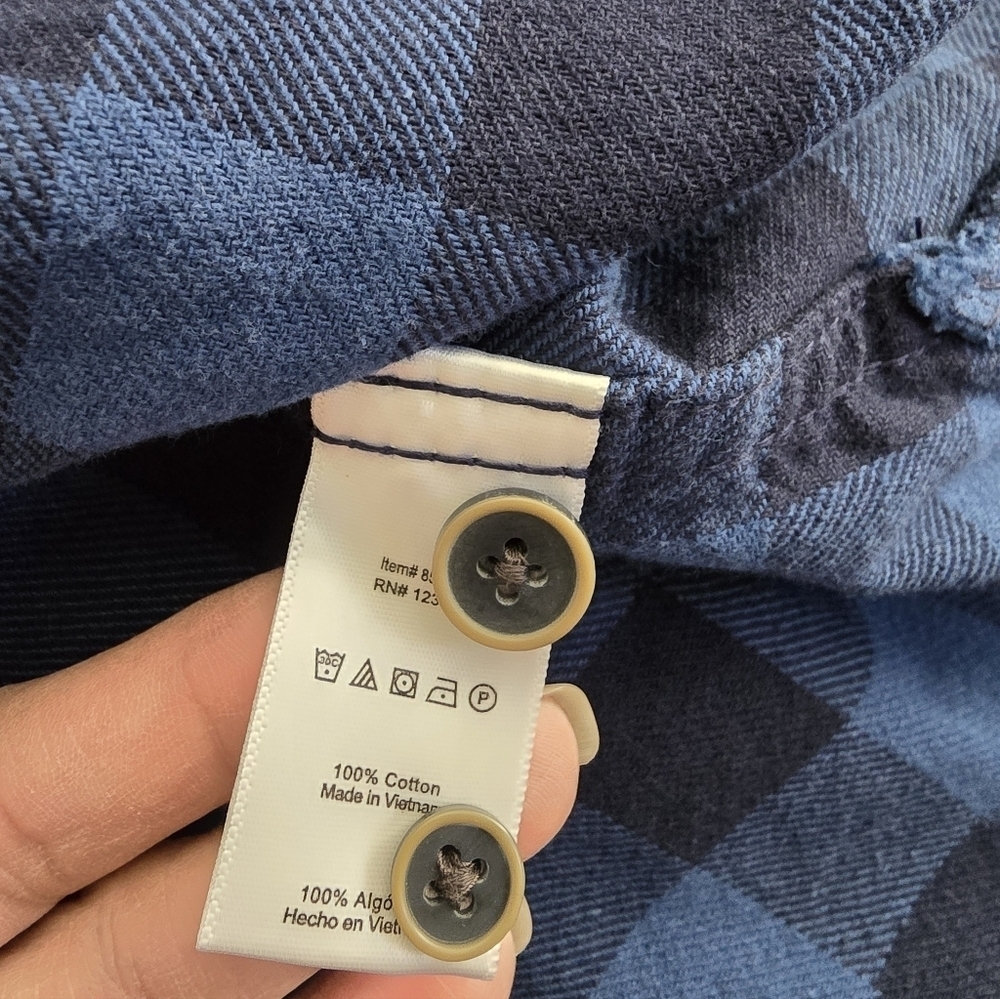 Jachs Men's Navy/Blue Long Sleeve Checkered Flannel Button Down Shirt - Picture 10 of 11